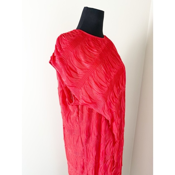 Zara woman/basic Pleated & creased dress red M - Picture 6 of 10